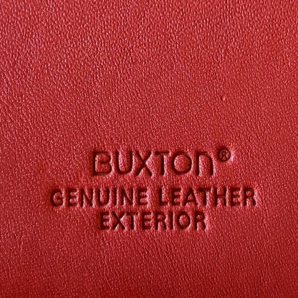 Padfolio Red Orange Buxton Leather Folder with Legal Pad and Pockets - Picture 4 of 5